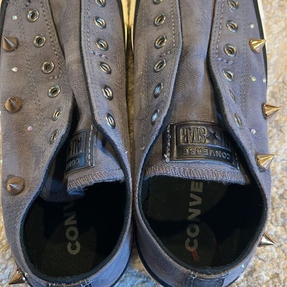 Converse Chuck Taylor All Star Laceless Studded Low Top Shoes size 7 custom made - Picture 6 of 10